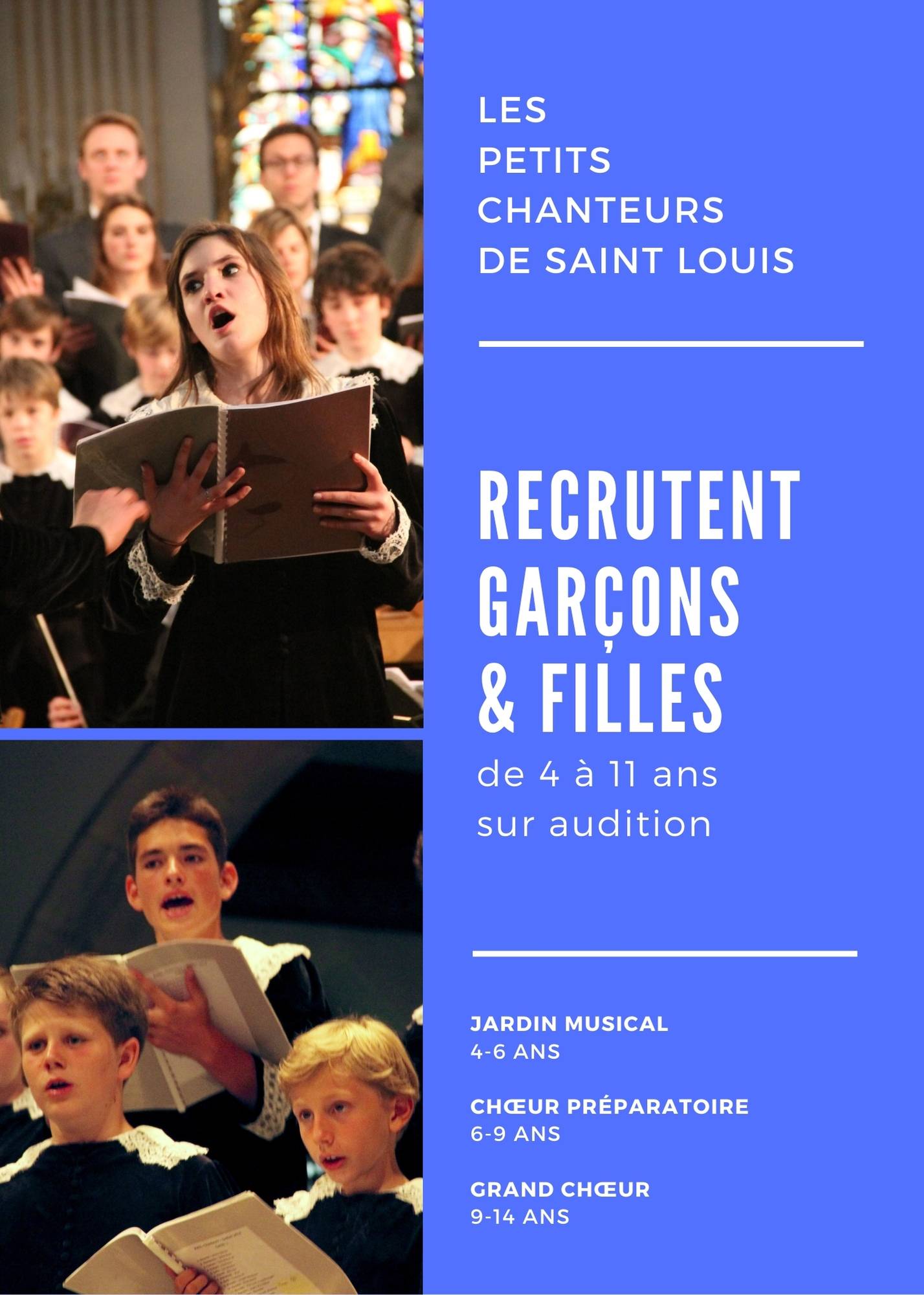 Recrutement chorale enfants paris petit chanteur de saint louis chant audition